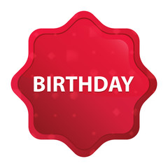 Birthday misty rose red starburst sticker button