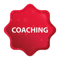 Coaching misty rose red starburst sticker button