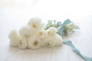 A bouquet of white ranunculus