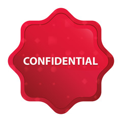 Confidential misty rose red starburst sticker button