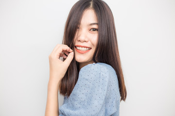 Portrait of beautiful asian long hair women posting