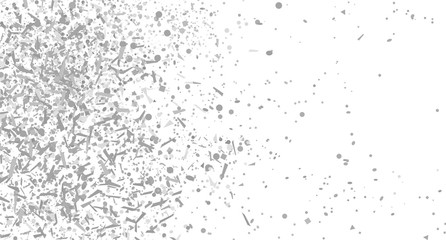 Multicolored confetti on isolated white background. Geometric holiday texture with glitters. Image for banners. Black and white illustration