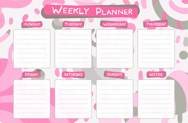 Weekly calendar planner. Planning tasks.