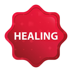 Healing misty rose red starburst sticker button