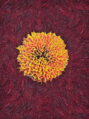 A painting of an isolated marigold flower in the style of post-impressionist painter Vincent van...