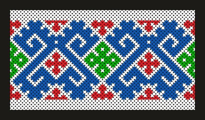 Element of traditional ornament for decoration of clothes of the peoples of the Far North of Russia. Ornament of Khanty and Mansi.