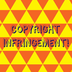 Writing note showing Copyright Infringement. Business concept for use of works protected by law without permission Repeat Triangle Tiles Arranged in Orange and Yellow Color Pattern