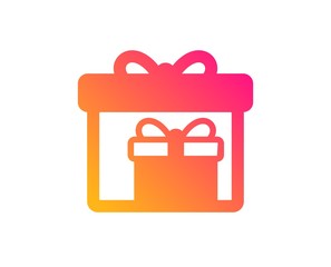 Gift boxes icon. Present or Sale sign. Birthday Shopping symbol. Package in Gift Wrap. Classic flat style. Gradient delivery boxes icon. Vector