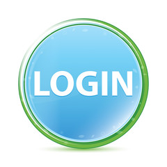 Login natural aqua cyan blue round button