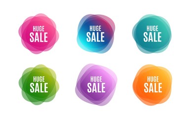 Blur shapes. Huge Sale. Special offer price sign. Advertising Discounts symbol. Color gradient sale banners. Market tags. Vector