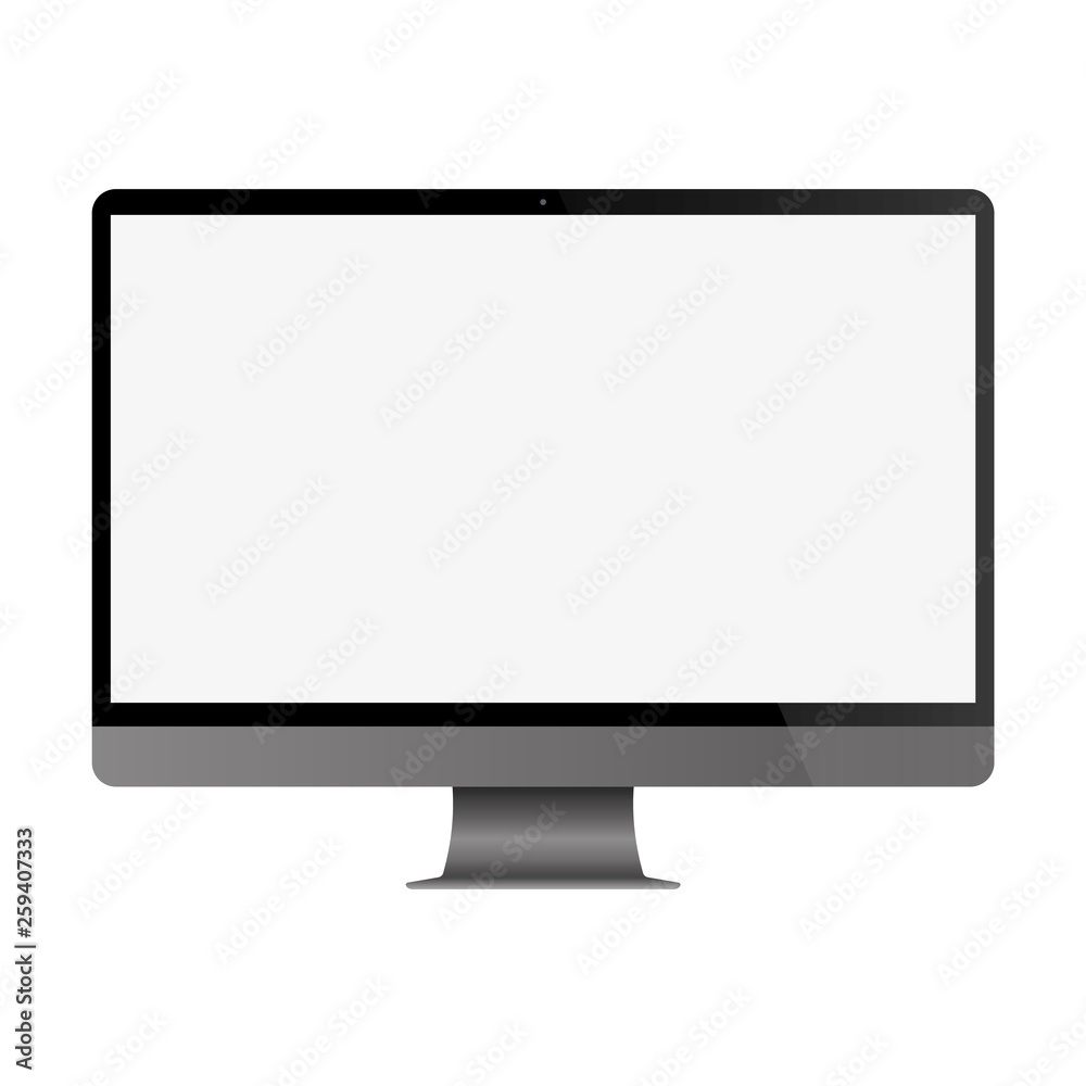Fototapete Computer display with blank screen. Front view. Computer screen isolated on white background vector eps10