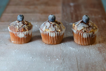 homemade cupcakes with almond chips and blueberry,  pastries