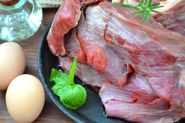 Meat game: raw meat of wild moose.