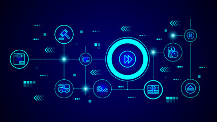 rewind mark in a circle icon. From web set