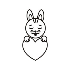 Silhouette of a hare with a heart