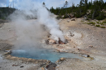 old faithful geyser in yellowstone national park