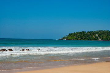 Beach and sea in Mirissa in Sri Lanka