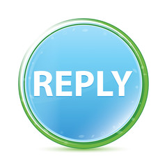 Reply natural aqua cyan blue round button