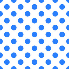 Fototapeta na wymiar Blue and white seamless polka dot pattern background, vector illustration