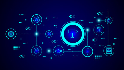 direction sign icon. From web set