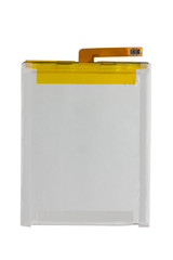 Rechargeable battery for smartphone. Built-in battery for phone on white background.