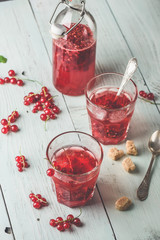 Infused water with red currant and sugar