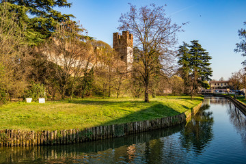 View of the medieval walls of Castelfranco Veneto, Treviso - Italy