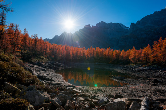 View of lake with mountains against sky