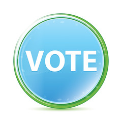 Vote natural aqua cyan blue round button