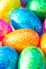 Glitter Colorful Easter Eggs Background