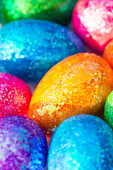 Glitter Colorful Easter Eggs Background