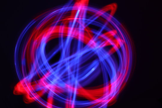 spirograph painting with red blue light