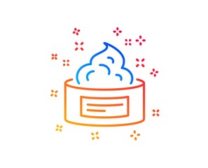 Skin cream line icon. Face care sign. Gel or Lotion symbol. Gradient design elements. Linear skin cream icon. Random shapes. Vector