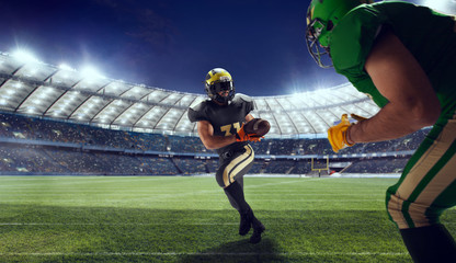 American football player in professional sport arena.