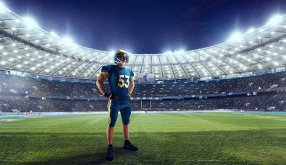 American football player in professional sport arena.