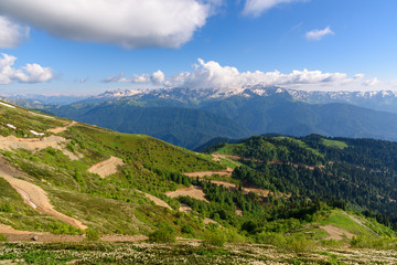 Mountain road in the Caucasus, Mountain ranges. Sochi Russia.