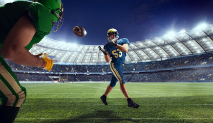 American football player in professional sport arena.