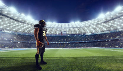 American football player in professional sport arena.