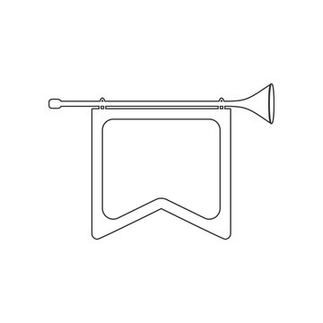recommend clip art: bugle with flag icon. Element of zoo for mobile concept and web apps icon. Outline, thin line icon for website design and development, app development