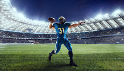 American football player in professional sport arena.