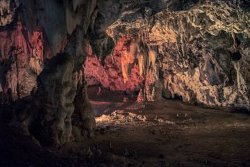 Illuminated cave at the Wondercave in the Lion and Rhino Park, the 3rd largest chamber in South Africa
