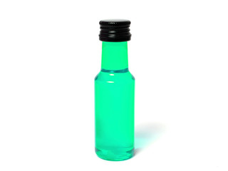 Hellgrüne Flasche auf weißem Hintergrund / Lightgreen bottle on white background