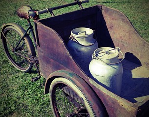 h old bicycle to transport the milk just leavened with vintage t
