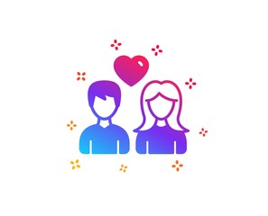 Couple with Heart icon. Users Group sign. Male and Female Person silhouette symbol. Dynamic shapes. Gradient design couple love icon. Classic style. Vector