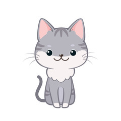 Illustration of cute cartoon cat sitting and smiling
