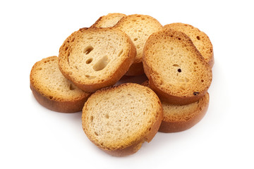 Sweet baked Dry crackers, close-up, isolated on white background