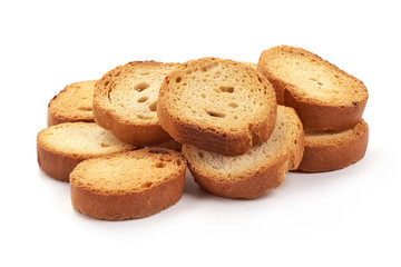 Sweet baked Dry crackers, close-up, isolated on white background