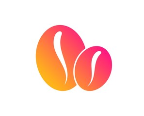 Coffee beans icon. Hot drink sign. Whole bean beverage symbol. Classic flat style. Gradient coffee beans icon. Vector