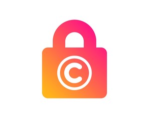 Copyright locker icon. Copywriting sign. Private Information symbol. Classic flat style. Gradient copyright locker icon. Vector