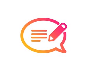 Message chat icon. Speech bubble sign. Feedback symbol. Classic flat style. Gradient message icon. Vector
